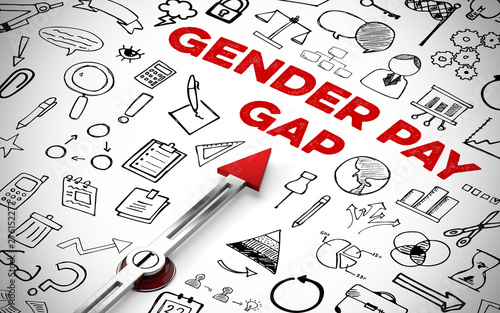 Gender Pay Gap Konzept mit Kompass und Icons