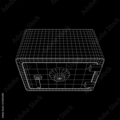 Metal bank vault safe. Wireframe low poly mesh vector illustration
