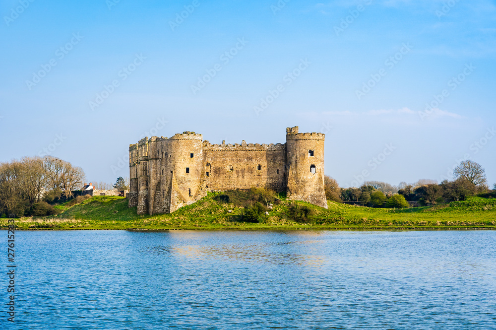 Ruins of Carew Castle in Pembrokeshire, Wales, UK