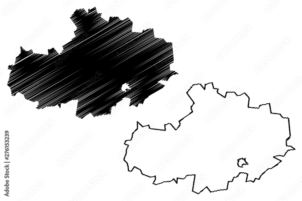 Akmola Region (Republic of Kazakhstan, Regions of Kazakhstan) map vector illustration, scribble sketch Aktobe map....