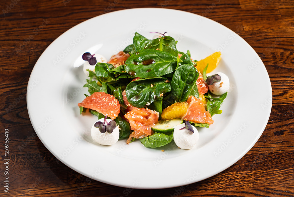 caesar salad with salmon fish caesar salad with salmon fish