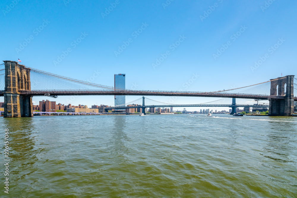 New York City Waterfront, Brooklyn Bridge and Lower Manhattan Skyline New York City Waterfront, Brooklyn Bridge and Lower Manhattan Skyline