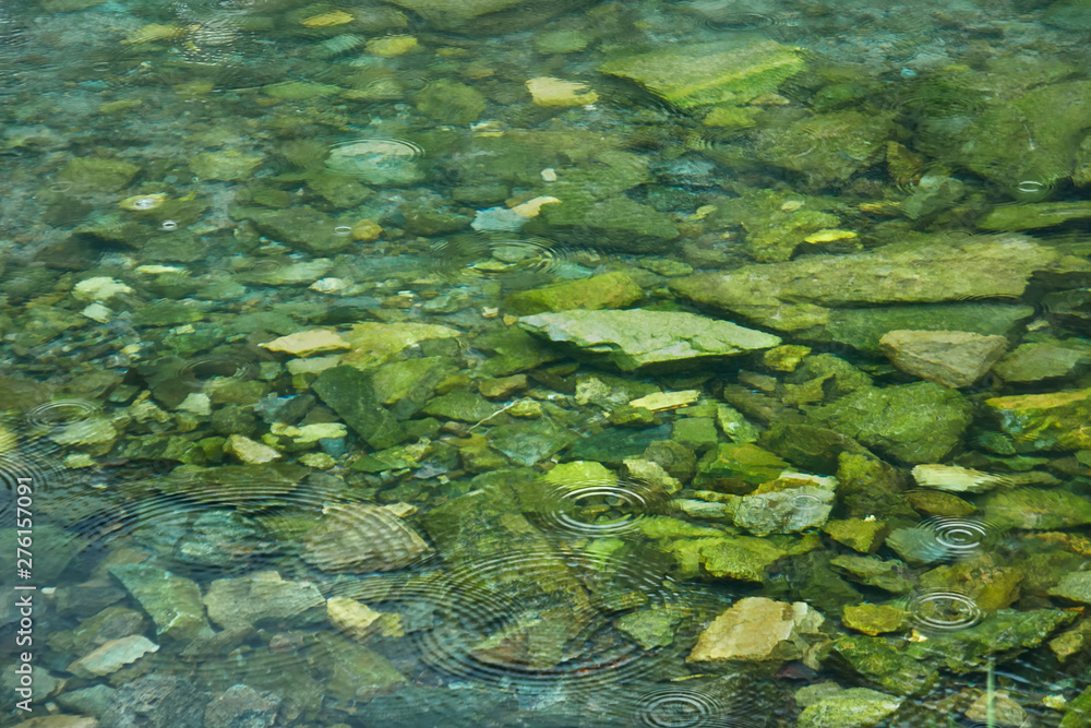 Clear water and the bottom of a mountain lake