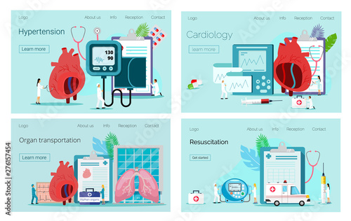 Health concept of hypotension and hypertension disease. Cardiology, organ transportation, resuscitation concept vector for website, app, banner.