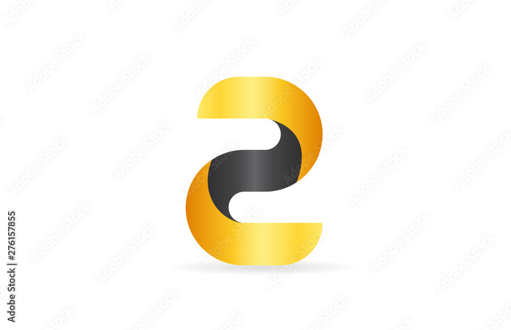 number 3d 2 black yellow logo icon design sign number 3d 2 black yellow logo icon design sign