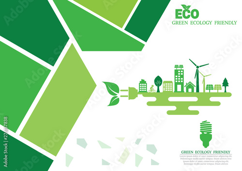 Ecology connection electrical plug concept background . Vector infographic illustration