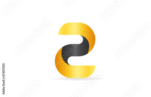 Fototapeta Naklejka Na Ścianę i Meble -  number 3d 2 black yellow logo icon design sign
