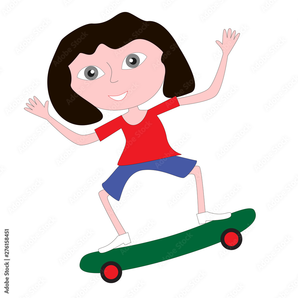 Girl riding on a skateboard. Girl riding on a skateboard.