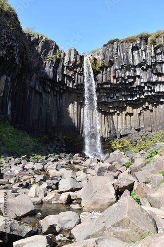 The big Svartifoss Waterfall in the south of Iceland