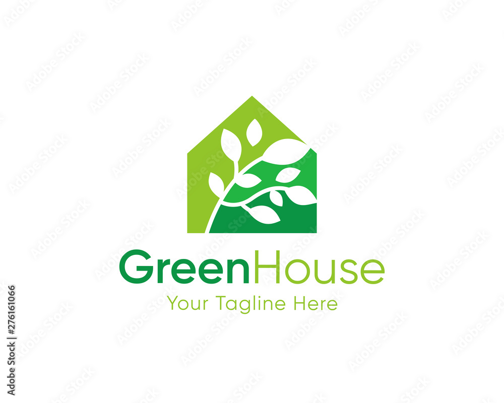 Green House logo Design vector, Nature House Logo Green House logo Design vector, Nature House Logo