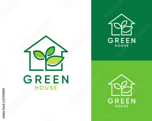 Green House logo Design vector, Nature House Logo