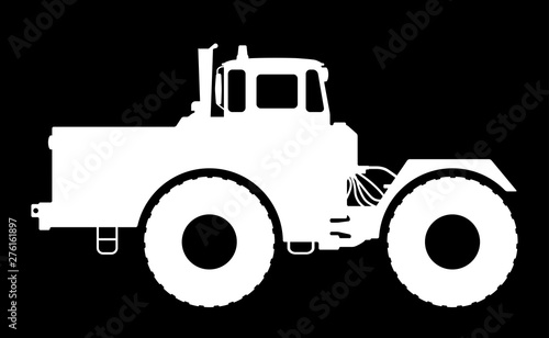 Tractor silhouette on a dark background