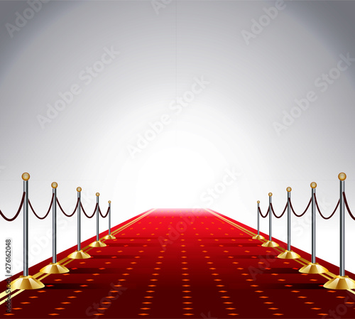 Red carpet of cinema award event. Red Carpet Stage.