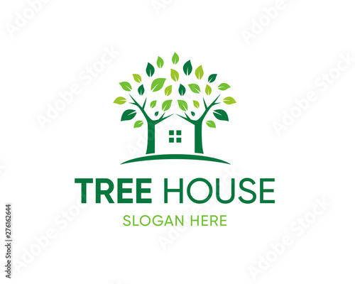 Tree House logo Design vector, Nature House Logo