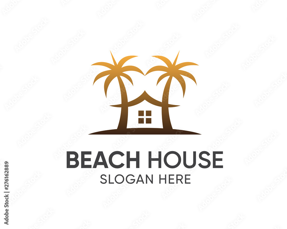 Beach House logo Design Template Vector