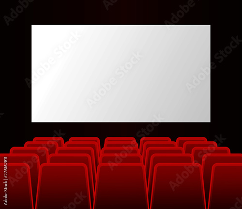 Movie cinema premiere poster design with white screen. Vector background