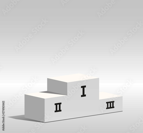 Empty Winners Podium with First, Second and Third Place for Award Ceremony.