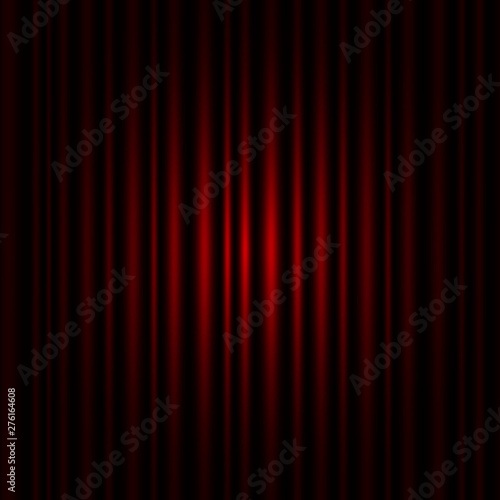 Red stage curtain realistic vector illustration for theater or opera scene backdrop, concert grand opening or cinema premiere. Red curtains or portiere drapes for ceremony performance design template