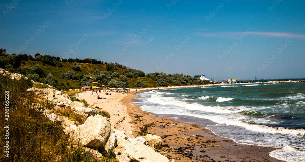 Beach on a black sea in a Eforie Sud near the Constanta in Romania