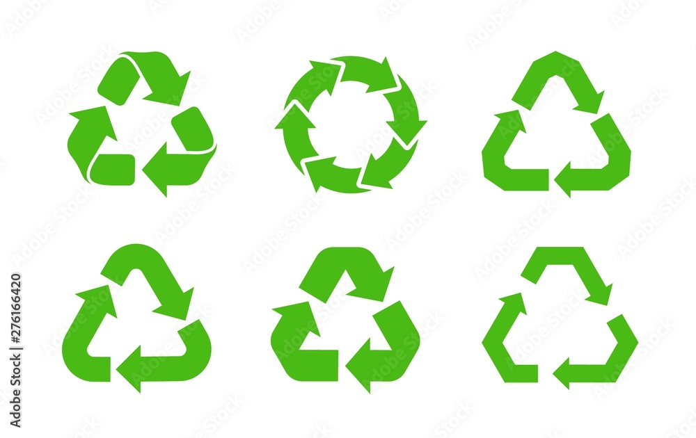 Obraz premium Recycle icon vector. Recycle green vector set symbols.