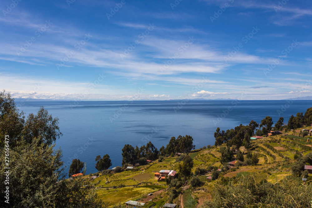 Peruvian landscape, Titicaca Lake. Puno, Peru