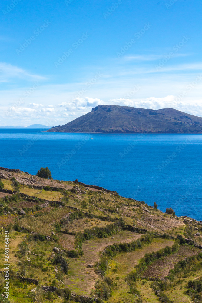 Peruvian landscape, Titicaca Lake. Puno, Peru