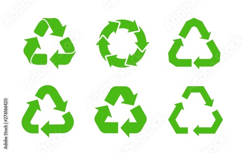 Recycle icon vector. Recycle green vector set symbols.