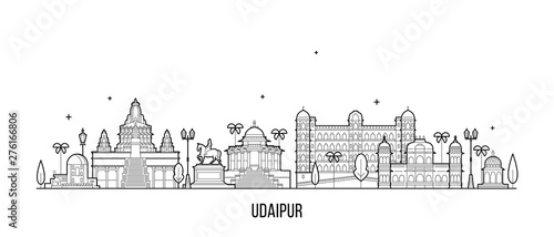 Udaipur skyline Rajasthan India big city vector photo