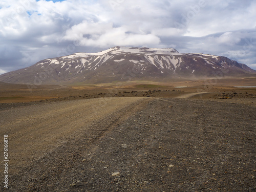 Mountain seen from the F35 Highland Route in Iceland on the day before Midsummer's Day