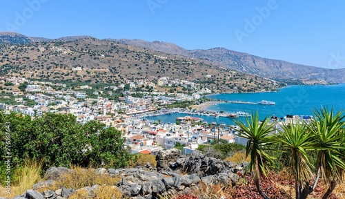 The town and harbour at Elounda in Crete.
