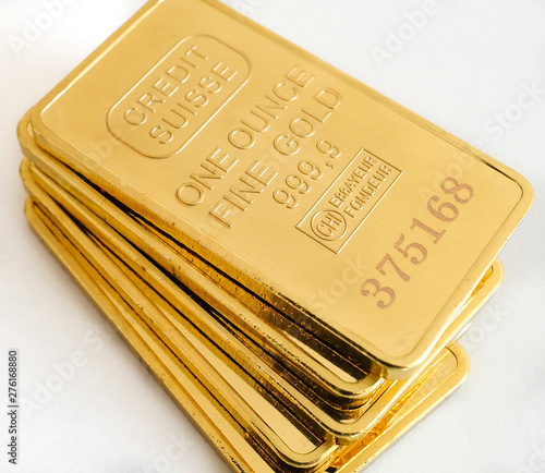 Stack of one ounce gold bars