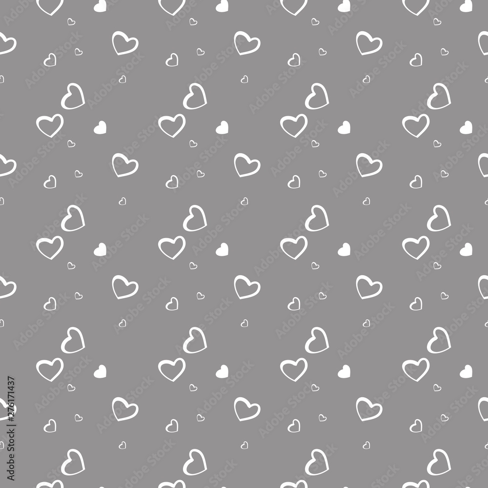 Romantic hearts, seamless pattern, vector illustration