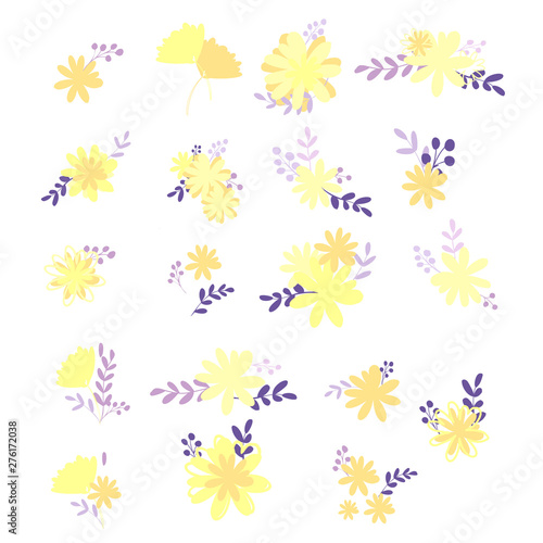 yellow warm simple plain vector smooth flowers in seamless pattern