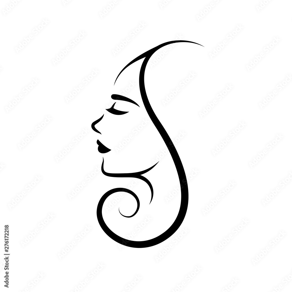 Woman's Face Modern Fashion Logo Design Graphic by Blazybone