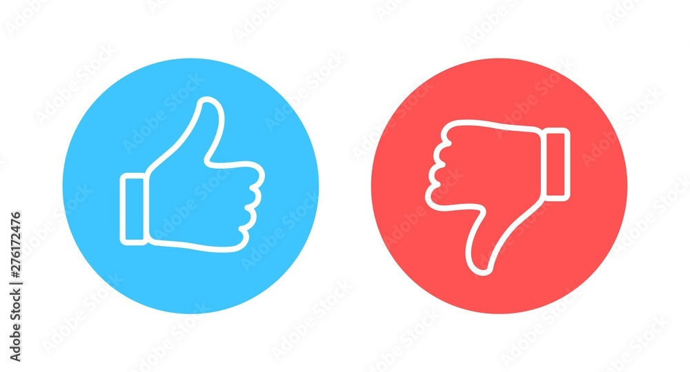 Like and Dislike vector contour Icons. Design Elements for smm, ad, marketing, ui, ux, app and more. Thumbs up and thumbs down circle emblems. Like and Dislike vector contour Icons. Design Elements for smm, ad, marketing, ui, ux, app and more. Thumbs up and thumbs down circle emblems.