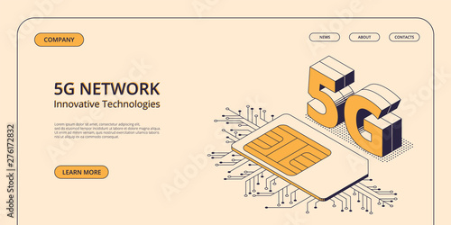 5G mobile telecommunications concept in isometric vector illustration.