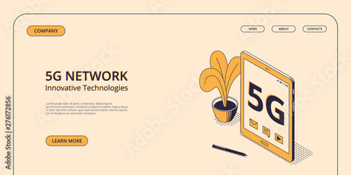 5G mobile network concept in isometric vector illustration.