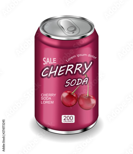 Cherry soda Vector realistic isolated on white 3d illustrations