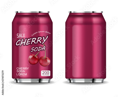 Cherry soda Vector realistic isolated on white 3d illustrations