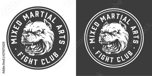 Vintage fight club monochrome round label