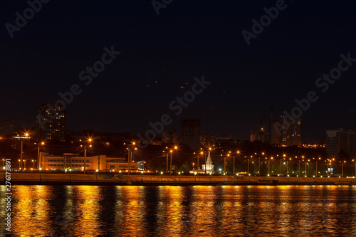 Lights evening Cheboksary with reflections in the water,shot on a summer evening © artem