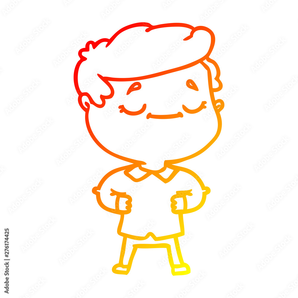 warm gradient line drawing cartoon proud man