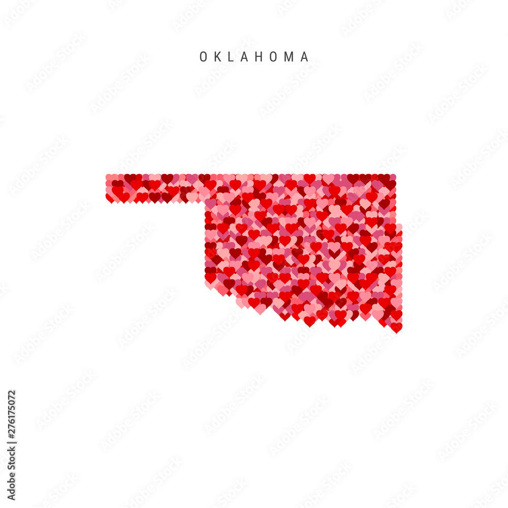 I Love Oklahoma. Red Hearts Pattern Vector Map of Oklahoma I Love Oklahoma. Red Hearts Pattern Vector Map of Oklahoma