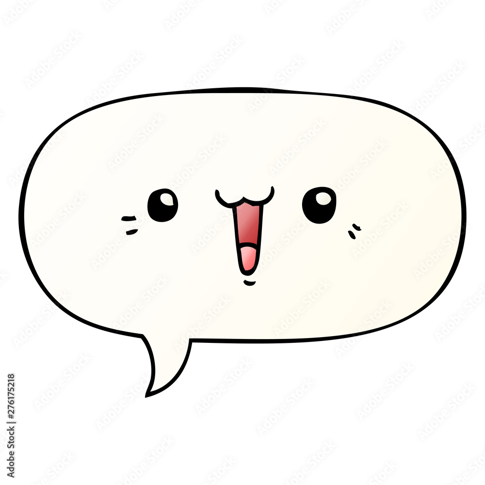 happy cartoon face and speech bubble in smooth gradient style happy cartoon face and speech bubble in smooth gradient style