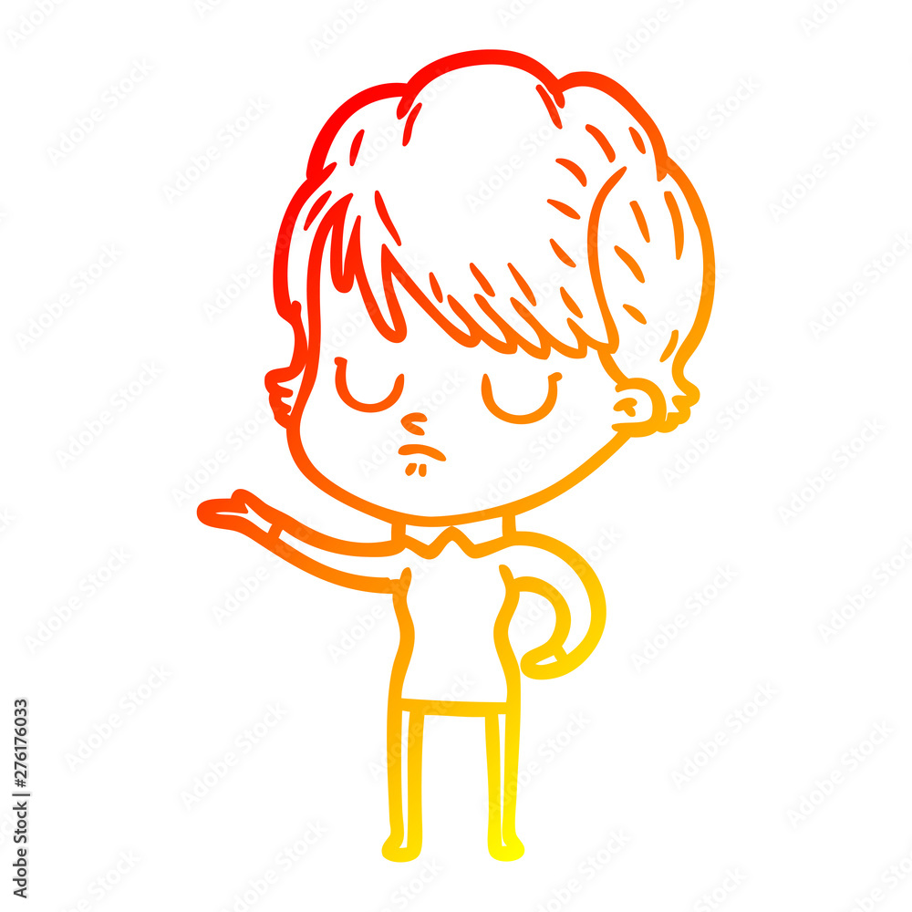 warm gradient line drawing cartoon woman