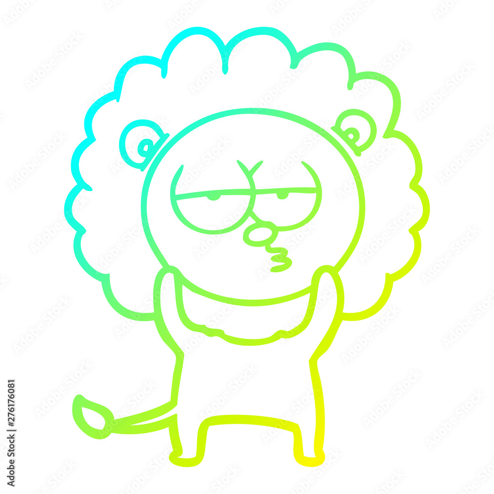 cold gradient line drawing cartoon bored lion cold gradient line drawing cartoon bored lion