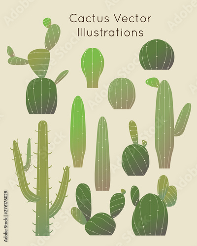 set of vector cactus