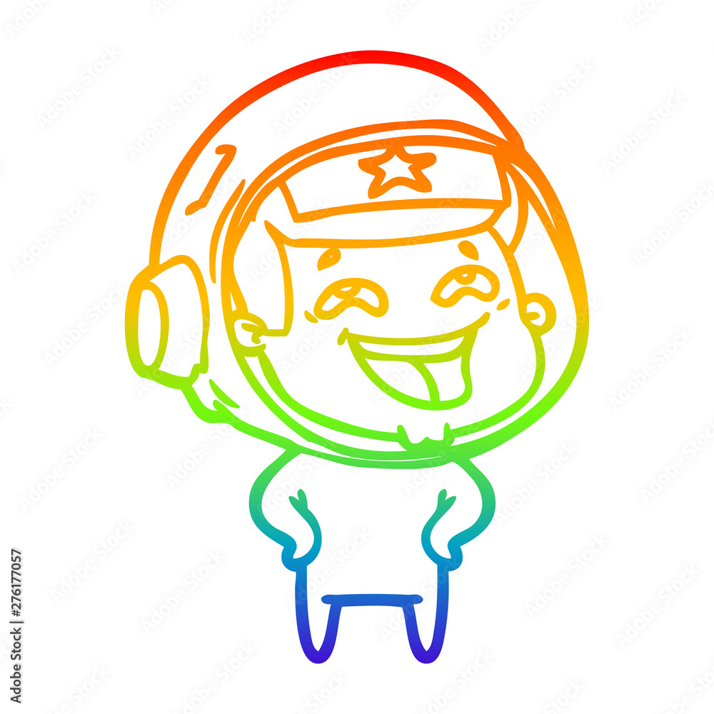 rainbow gradient line drawing cartoon laughing astronaut rainbow gradient line drawing cartoon laughing astronaut
