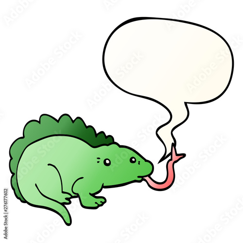cartoon lizard and speech bubble in smooth gradient style