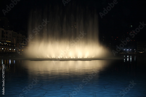 Beautiful Modern Dancing Fountains at Burj Khalifa  The Dubai Mall and wonderful evening show  Dubai  United Arab Emirates
